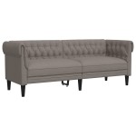 vidaXL Canapea Chesterfield cu 3 locuri, gri taupe, material textil vidaXL Canapea Chesterfield cu 3 locuri, gri taupe, material textil
