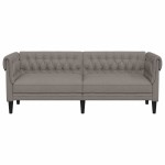 vidaXL Canapea Chesterfield cu 3 locuri, gri taupe, material textil vidaXL Canapea Chesterfield cu 3 locuri, gri taupe, material textil