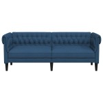 vidaXL Canapea Chesterfield cu 3 locuri, albastru, material textil vidaXL Canapea Chesterfield cu 3 locuri, albastru, material textil