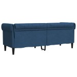 vidaXL Canapea Chesterfield cu 3 locuri, albastru, material textil vidaXL Canapea Chesterfield cu 3 locuri, albastru, material textil