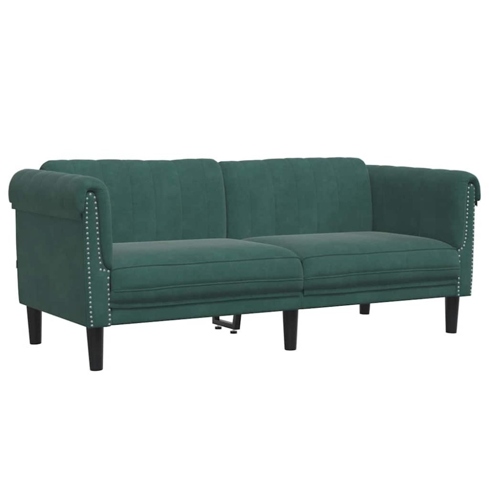 vidaXL Canapea cu 2 locuri, verde închis, catifea