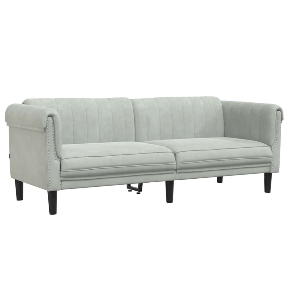vidaXL Canapea cu 3 locuri, gri deschis, material catifea