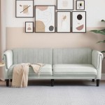 vidaXL Canapea cu 3 locuri, gri deschis, material catifea vidaXL Canapea cu 3 locuri, gri deschis, material catifea