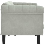 vidaXL Canapea cu 3 locuri, gri deschis, material catifea vidaXL Canapea cu 3 locuri, gri deschis, material catifea