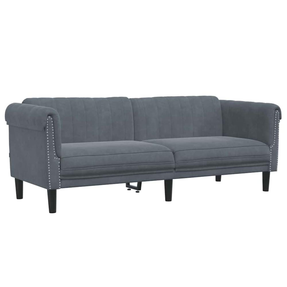 vidaXL Canapea cu 3 locuri, gri închis, material catifea