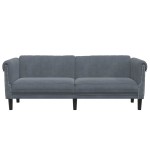vidaXL Canapea cu 3 locuri, gri închis, material catifea vidaXL Canapea cu 3 locuri, gri închis, material catifea