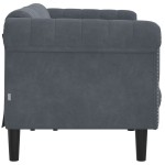 vidaXL Canapea cu 3 locuri, gri închis, material catifea vidaXL Canapea cu 3 locuri, gri închis, material catifea