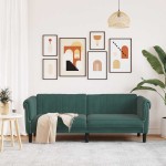 vidaXL Canapea cu 3 locuri, verde închis, catifea vidaXL Canapea cu 3 locuri, verde închis, catifea