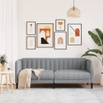 vidaXL Canapea, 2 locuri, gri deschis, material textil