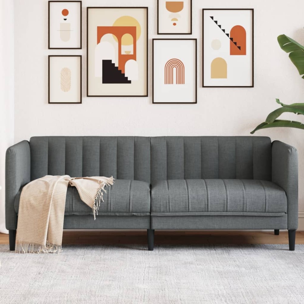 vidaXL Canapea, 2 locuri, gri închis, material textil