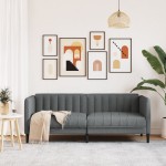 vidaXL Canapea, 2 locuri, gri închis, material textil