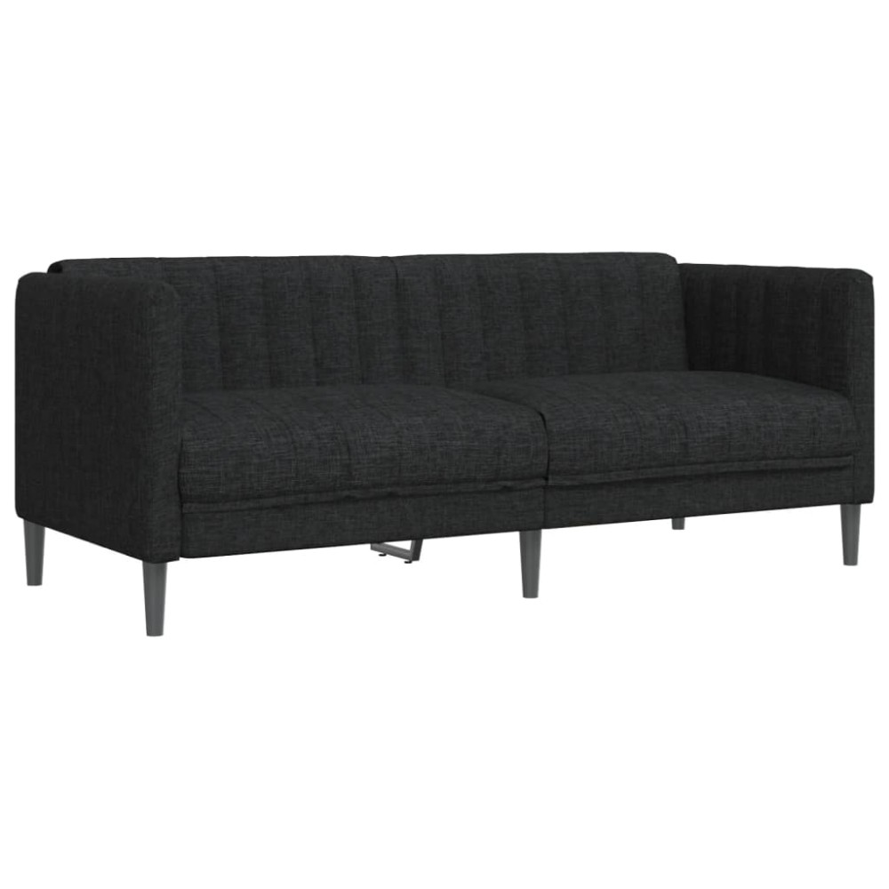 vidaXL Canapea, 2 locuri, negru, material textil