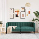 vidaXL Canapea, 2 locuri, verde închis, material textil