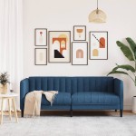 vidaXL Canapea cu 2 locuri, albastru, material textil vidaXL Canapea cu 2 locuri, albastru, material textil