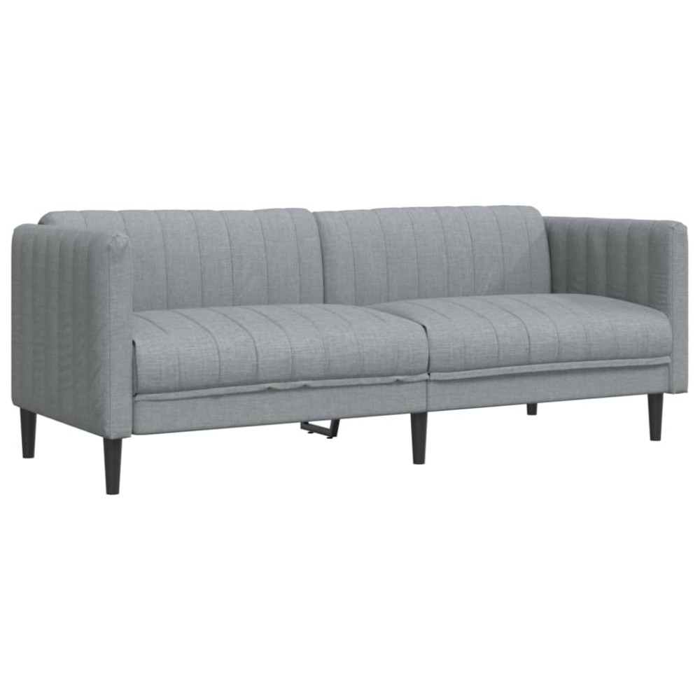 vidaXL Canapea cu 3 locuri, gri deschis, material textil