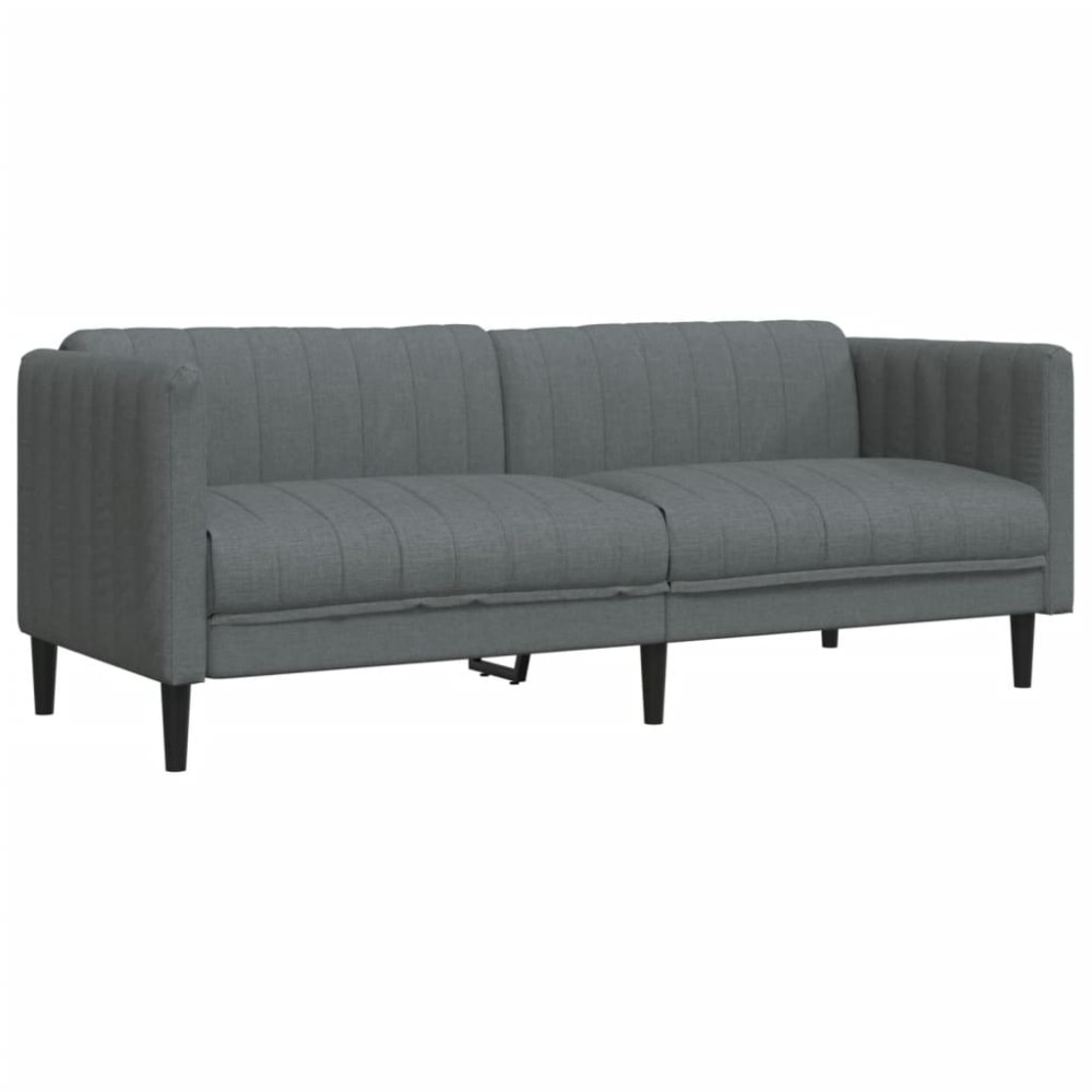 vidaXL Canapea cu 3 locuri, gri închis, material textil