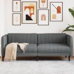 vidaXL Canapea cu 3 locuri, gri închis, material textil vidaXL Canapea cu 3 locuri, gri închis, material textil