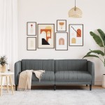 vidaXL Canapea cu 3 locuri, gri închis, material textil vidaXL Canapea cu 3 locuri, gri închis, material textil