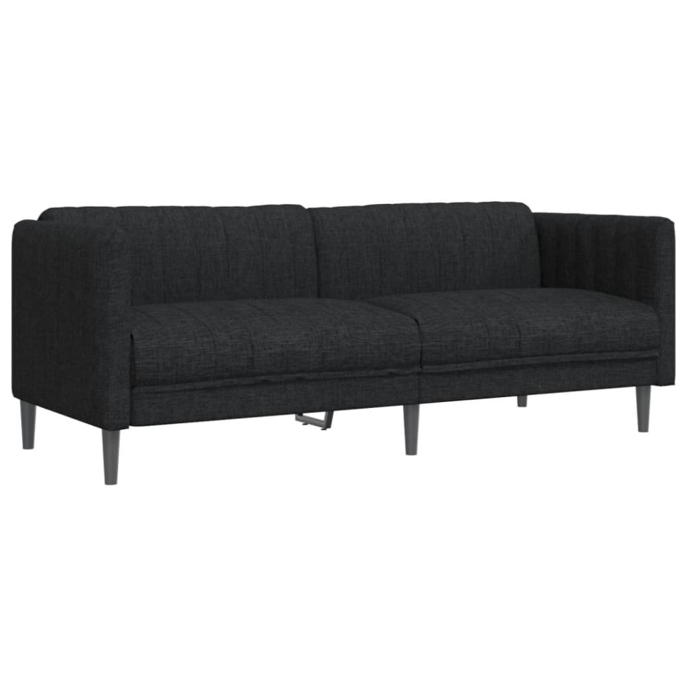 vidaXL Canapea, 2 locuri, negru, material textil