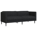 vidaXL Canapea, 2 locuri, negru, material textil
