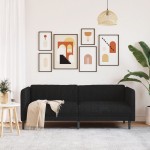 vidaXL Canapea, 2 locuri, negru, material textil