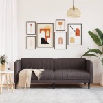 vidaXL Canapea cu 3 locuri, maro închis, material textil vidaXL Canapea cu 3 locuri, maro închis, material textil