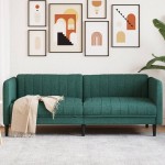 vidaXL Canapea cu 3 locuri, verde închis, material textil vidaXL Canapea cu 3 locuri, verde închis, material textil