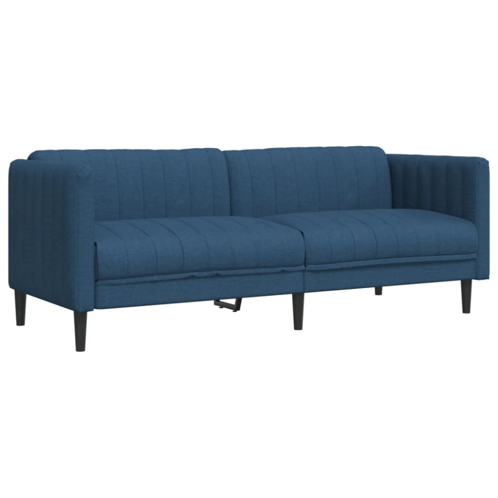 vidaXL Canapea cu 3 locuri, albastru, material textil