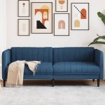 vidaXL Canapea cu 3 locuri, albastru, material textil vidaXL Canapea cu 3 locuri, albastru, material textil