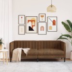 vidaXL Canapea cu 3 locuri, maro, piele întoarsă ecologică