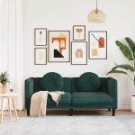 vidaXL Canapea cu perne, 2 locuri, verde închis, catifea vidaXL Canapea cu perne, 2 locuri, verde închis, catifea