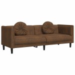 vidaXL Canapea cu perne, 3 locuri, maro, piele întoarsă ecologică