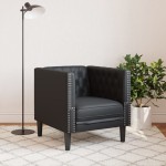 vidaXL Fotoliu Chesterfield, negru, piele ecologică