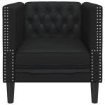 vidaXL Fotoliu Chesterfield, negru, piele ecologică