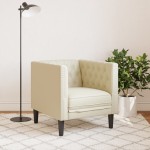 vidaXL Fotoliu Chesterfield, crem, piele ecologică