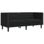 vidaXL Fotoliu Chesterfield cu 2 locuri, negru, piele ecologică