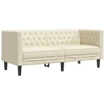 vidaXL Canapea Chesterfield cu 2 locuri, crem, piele ecologică vidaXL Canapea Chesterfield cu 2 locuri, crem, piele ecologică