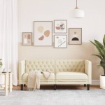 vidaXL Canapea Chesterfield cu 2 locuri, crem, piele ecologică vidaXL Canapea Chesterfield cu 2 locuri, crem, piele ecologică