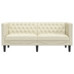 vidaXL Canapea Chesterfield cu 2 locuri, crem, piele ecologică vidaXL Canapea Chesterfield cu 2 locuri, crem, piele ecologică