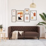 vidaXL Canapea Chesterfield cu 2 locuri, maro, piele ecologică