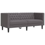vidaXL Canapea Chesterfield cu 2 locuri, gri, piele ecologică vidaXL Canapea Chesterfield cu 2 locuri, gri, piele ecologică