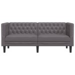 vidaXL Canapea Chesterfield cu 2 locuri, gri, piele ecologică vidaXL Canapea Chesterfield cu 2 locuri, gri, piele ecologică