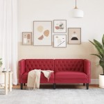 vidaXL Canapea Chesterfield cu 2 locuri, roșu vin, piele ecologică vidaXL Canapea Chesterfield cu 2 locuri, roșu vin, piele ecologică