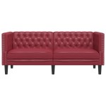vidaXL Canapea Chesterfield cu 2 locuri, roșu vin, piele ecologică vidaXL Canapea Chesterfield cu 2 locuri, roșu vin, piele ecologică