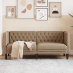 vidaXL Canapea Chesterfield cu 2 locuri, cappuccino, piele ecologică vidaXL Canapea Chesterfield cu 2 locuri, cappuccino, piele ecologică