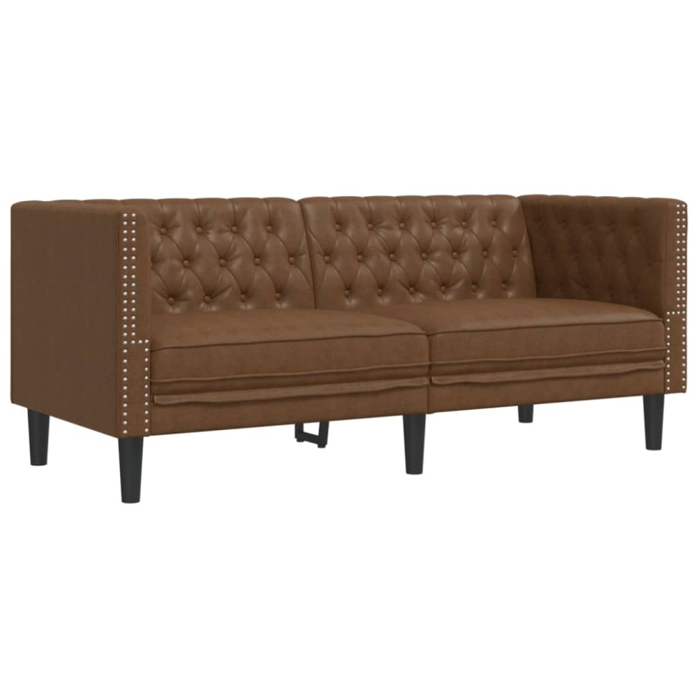 vidaXL Canapea Chesterfield cu 2 locuri maro piele întoarsă ecologică