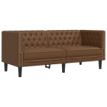 vidaXL Canapea Chesterfield cu 2 locuri maro piele întoarsă ecologică vidaXL Canapea Chesterfield cu 2 locuri maro piele întoarsă ecologică