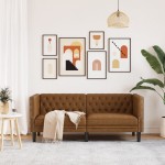 vidaXL Canapea Chesterfield cu 2 locuri maro piele întoarsă ecologică vidaXL Canapea Chesterfield cu 2 locuri maro piele întoarsă ecologică