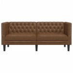 vidaXL Canapea Chesterfield cu 2 locuri maro piele întoarsă ecologică vidaXL Canapea Chesterfield cu 2 locuri maro piele întoarsă ecologică