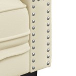 vidaXL Canapea Chesterfield cu 3 locuri, crem, piele ecologică